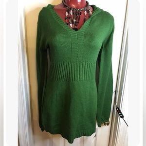 NEW WITH TAGS DEREK HEART WOMENS TUNIC SWEATER TOP HOODED -SIZE XL- GREEN